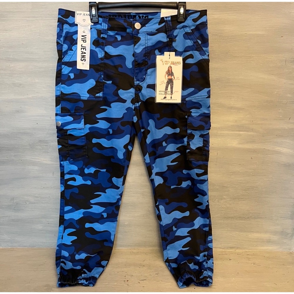 VIP Jeans Sculpting Stretch Camo Cargo Cropped Jogger Pants Size 17/18 NWT